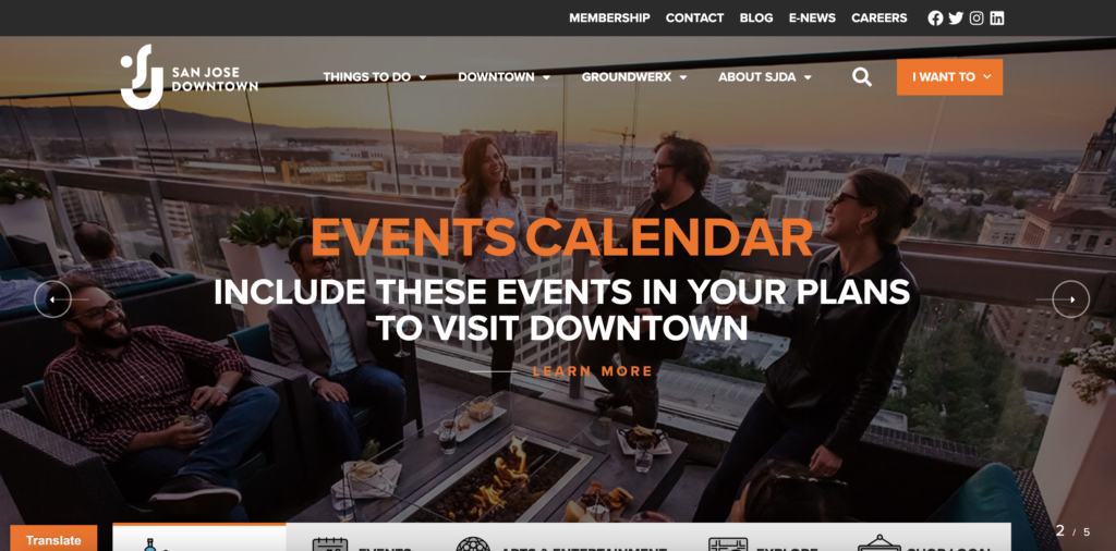 Screenshot of San Jose Downtown website